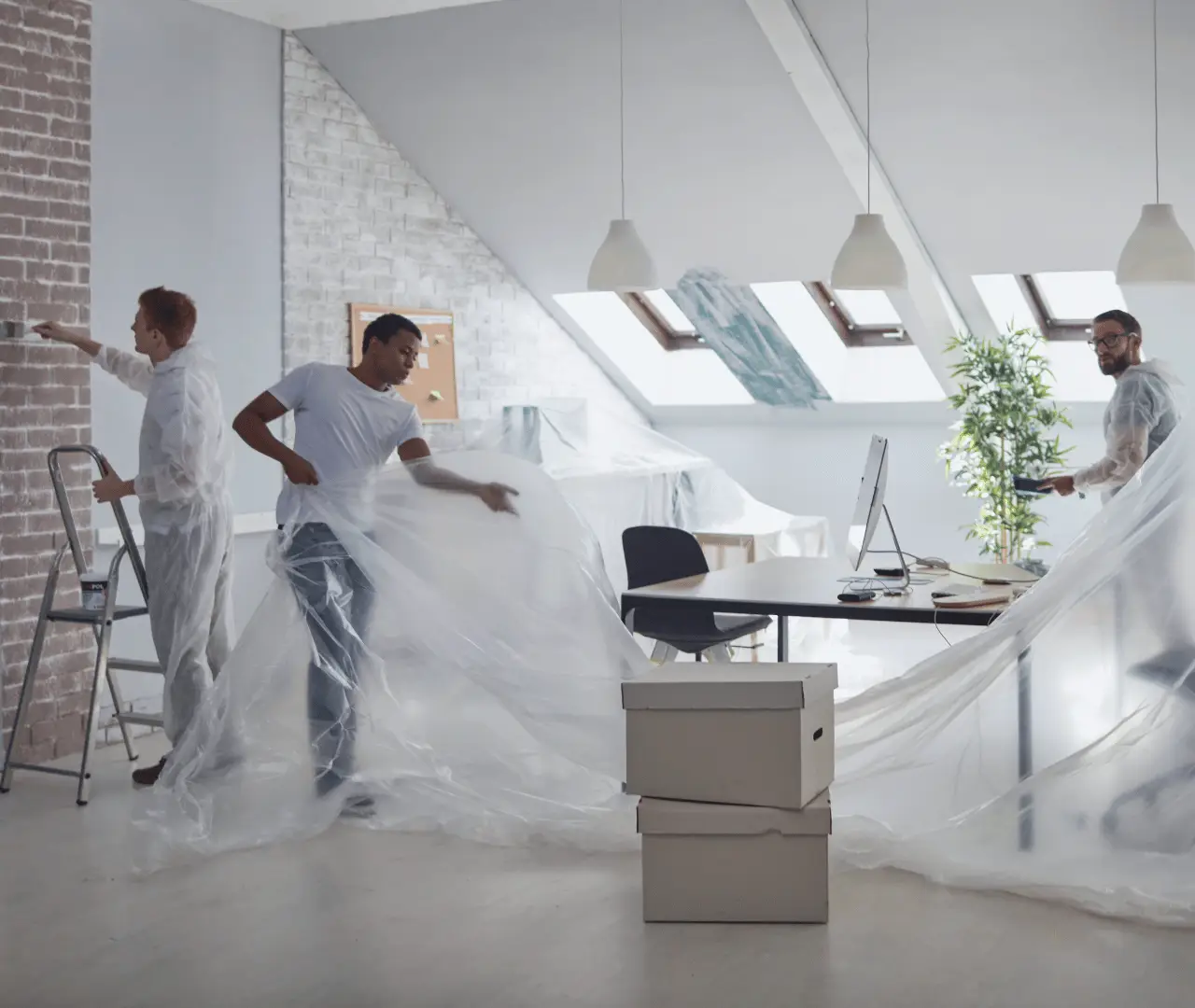 Biuro podczas końcowego etapu prac remontowych i fit-out